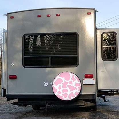 Pink Cow Print Spare Tire Cover Dust-Proof Wheel Tire Cover Fit Trailer - Image 6