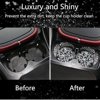 NBTEPEM 2pcs Bling Leopard Car Coasters, Non-Slip Cheetah Car Cup Holder Insert - Image 7