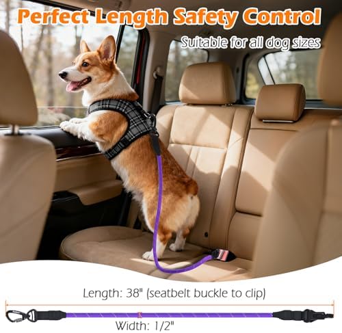 PetBonus 2 Packs Dog Seat Belt for Car, Rope Dog Car Harness for Vehicle - Image 4