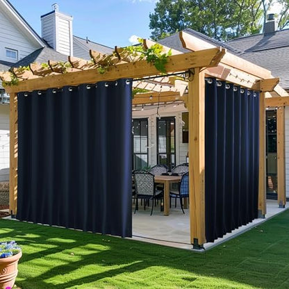 NICETOWN Patio Curtains Outdoor Waterproof W100 x L95 in Navy 2 PCs by NICETOWN