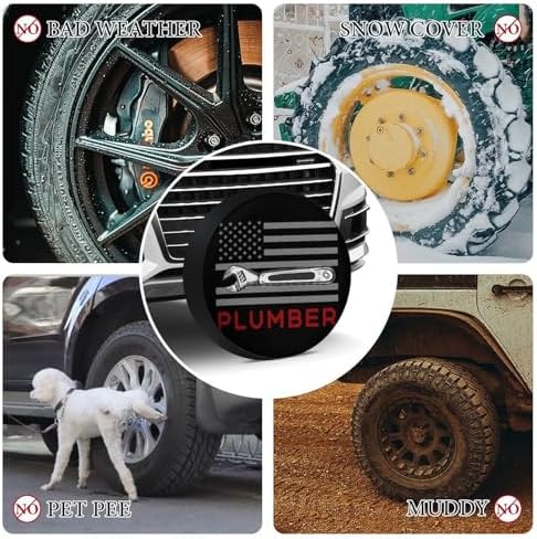 Plumber Plumbing American Flag Tire Covers, Dust-Proof Weatherproof Wheel - Image 4