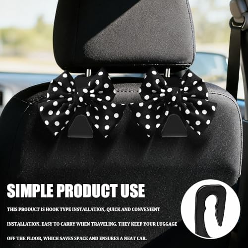 2PCS Car Seat Headrest Hooks, Car Bag Hooks, Cute Bow Knot Vehicle Seatback - Image 4