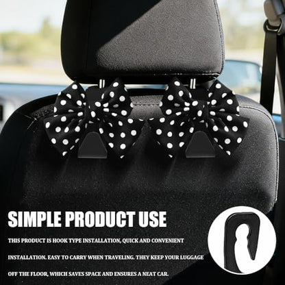 2PCS Car Seat Headrest Hooks, Car Bag Hooks, Cute Bow Knot Vehicle Seatback - Image 4