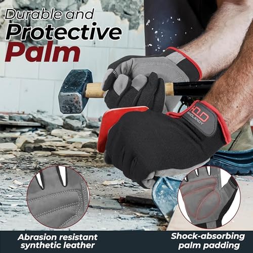 HANDLANDY Work Gloves for Men & Women, Utility Mechanic Working Gloves Touch - Image 2