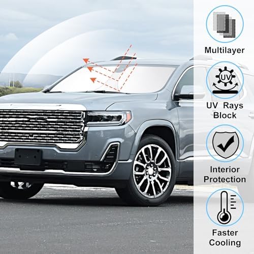 Windshield Sun Shade for 2017-2023 GMC Acadia Accessories - Image 2