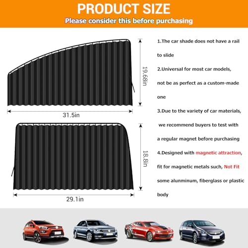 ZATOOTO Car Window Shades for Side Window, Magnetic Car Curtains, 4 Pack - Image 4