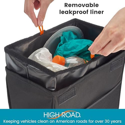 Weighted Car Trash Can with Lid, Storage Pocket and Leakproof Liner - Image 4