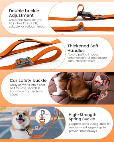 Hands Free Dog Leash with Seatbelt Set, Waist & Crossbody 33-110 lbs - Image 4