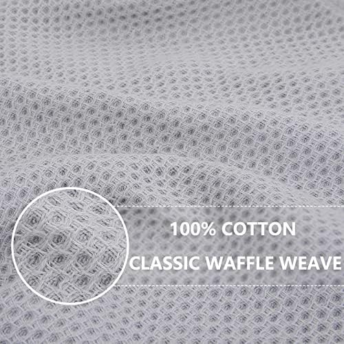 Homaxy 100% Cotton Waffle Weave Kitchen Dish Cloths 12-Pack, Light Gray - Image 2