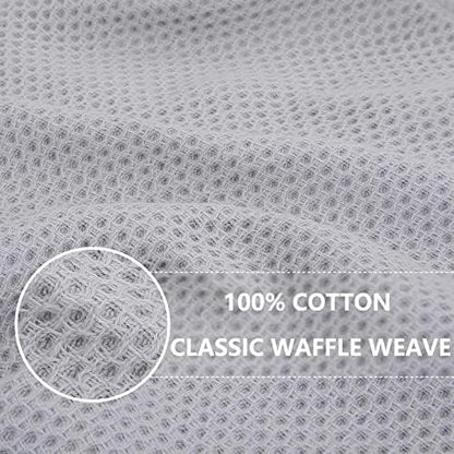 Homaxy 100% Cotton Waffle Weave Kitchen Dish Cloths 12-Pack, Light Gray - Image 2