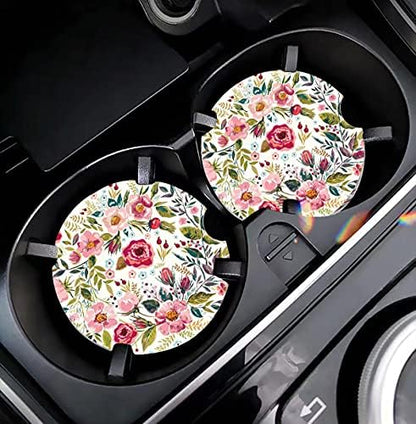 Car Coasters for Women 2 Pack Mother's Day, Auto Small 2.56" Auto Ceramic - Image 2