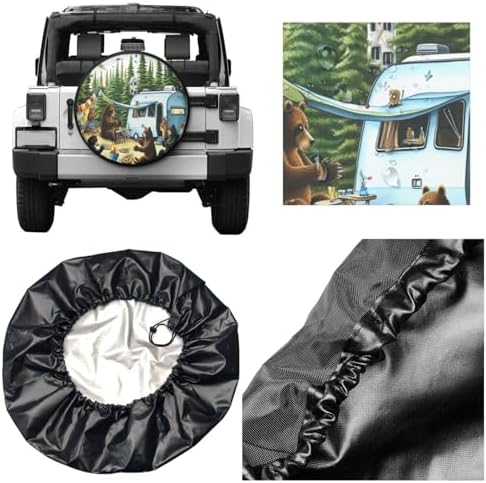 Camping Bears Spare Tire Cover for Rv SUV, Funny Waterproof Wheel Protectors - Image 2