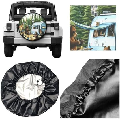 Camping Bears Spare Tire Cover for Rv SUV, Funny Waterproof Wheel Protectors - Image 2
