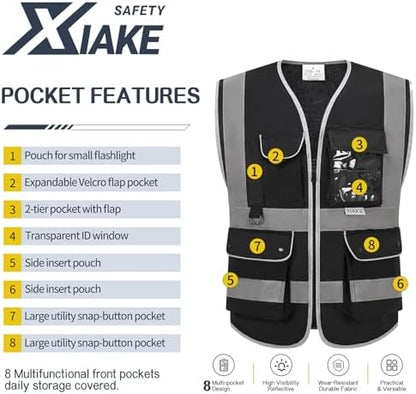XIAKE Reflective Safety Vest for Men & Women High Visibility Class 2 Vest - Image 3