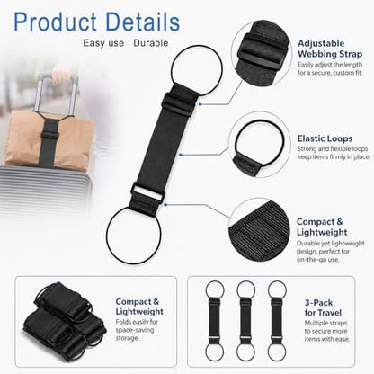 3PCS Elastic Luggage Straps for Suitcases, Strong Adjustable Luggage Connector - Image 2