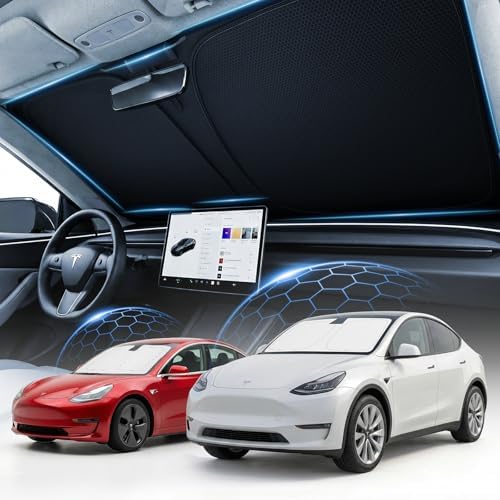 DooGooCoo Windshield Sun Shade for Tesla New Model Y Juniper 2025-2026/Model 3 by DooGooCoo