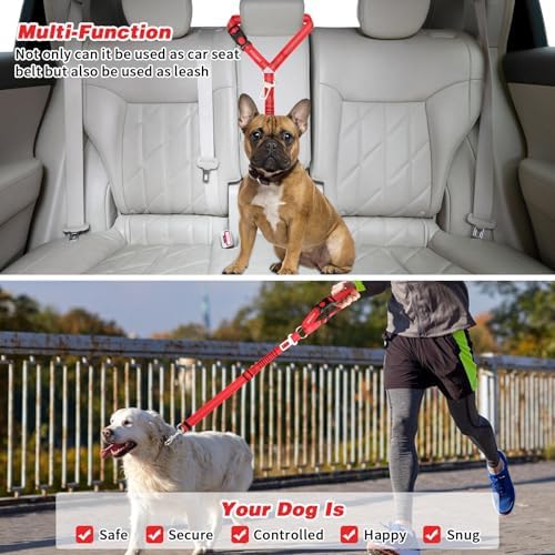 BWOGUE 2 Pack Dog Seat Belt for Car, Elastic Bungee Buffer Safety Seat Belt - Image 7
