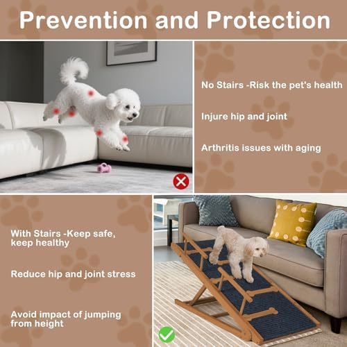Dog Ramp for Bed, Non-Slip Pet Ramp Adjustable Heights - Image 2