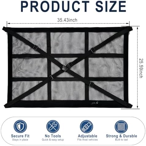 Car Ceiling Cargo Net, 35.4"x25.6" Double-Layer Overhead Roof Storage Organizer - Image 2