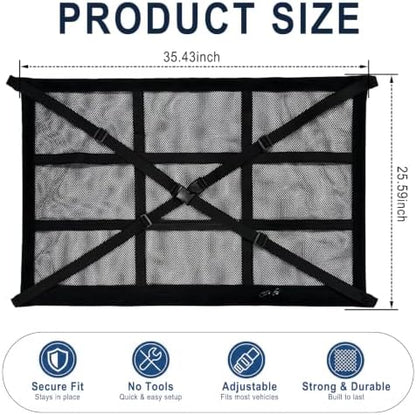 Car Ceiling Cargo Net, 35.4"x25.6" Double-Layer Overhead Roof Storage Organizer - Image 2