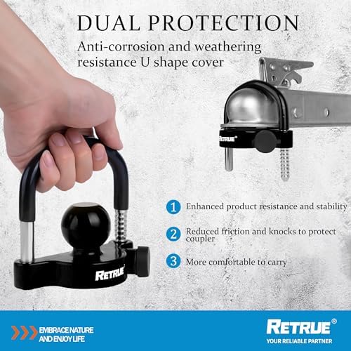 RETRUE Universal Trailer Coupler Hitch Lock, Waterproof Cover & Cap - Image 4