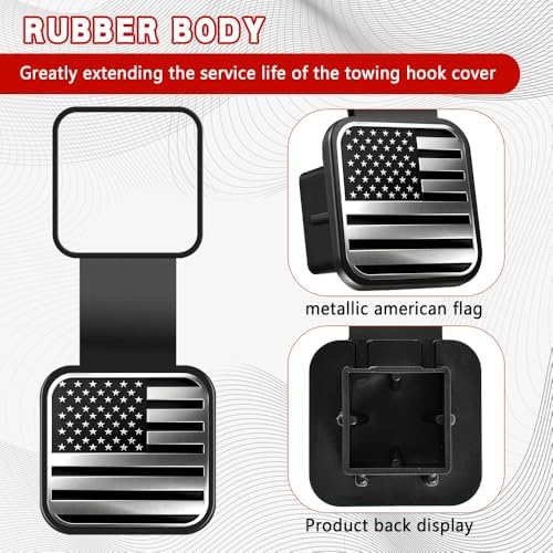 Universal Flag Tow Hitch Covers, Receiver Tube Hitch Plug, American Flag Rubber - Image 4