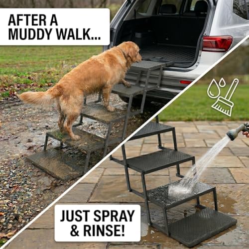 Dog Steps for Car and Truck, 37.5" H Foldable Dog Stairs for Large Dogs - Image 5