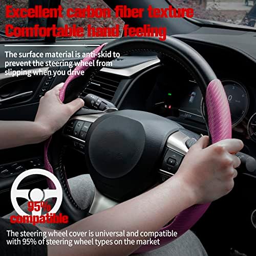 Amiss 2pcs Carbon Fiber Anti-Skid Steering Wheel Cover, Waterproof & Segmented - Image 2