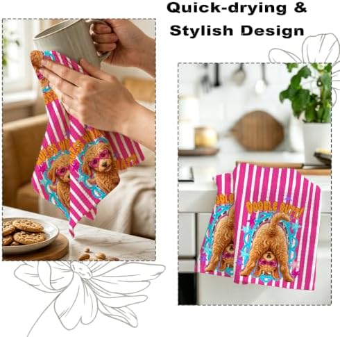 2 Pcs Funny Dog Mom Kitchen Towels, Soft Absorbent Waffle Hand Tea Towel - Image 6
