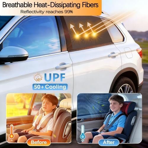4 Pack Car Window Sunshades Privacy Protection, UV Protection, Breathable and - Image 2