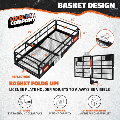 Mockins 66"x30"x14" High Rail Trailer Hitch Cargo Carrier - Image 2