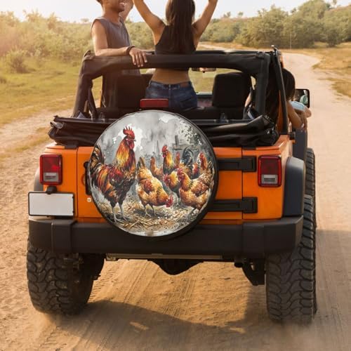 Delerain Spare Tire Cover Chicken Wheel Covers Waterproof Dust-Proof UV Sun - Image 4