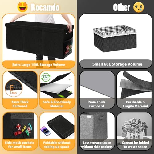 Large Toy Storage Box with Lid, Collapsible Kids Toy Chest - Image 6
