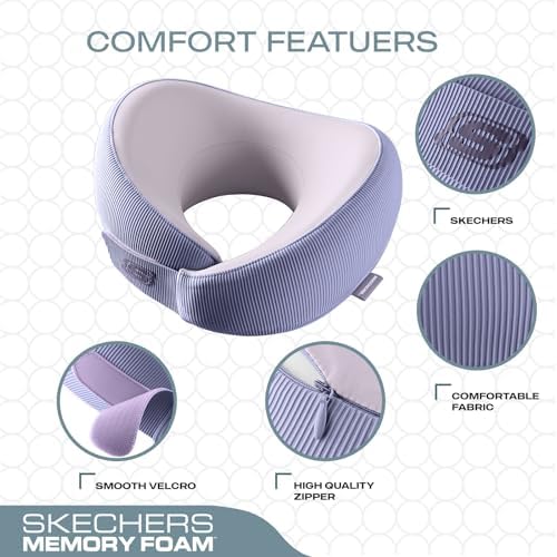 Skechers Memory Foam Neck Pillow, Comfortable & Breathable Travel Pillow - Image 3