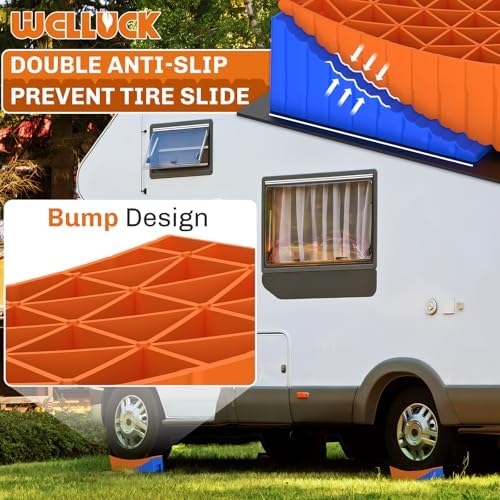 WELLUCK Camper Leveler, RV Leveling Blocks Camper Wheel Chocks Up to 35 - Image 2