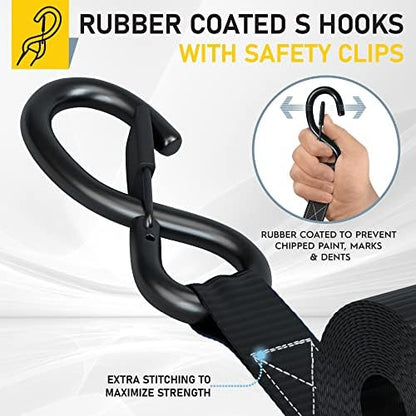 AUGO Ratchet Straps Heavy Duty 4 Pack -15 FT - 2200 LB Break Strength – Ratchet - Image 3