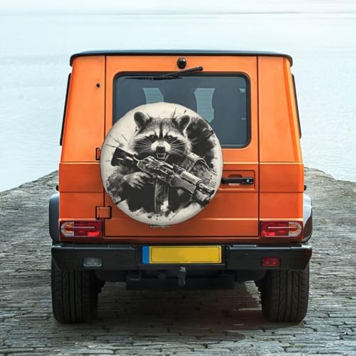 Funny Raccoon Spare Tire Cover Raccoon Holding A Gun Wheel Protector - Image 6