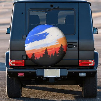 Sky American Flag Spare Tire Cover Weatherproof Sun Protection Dust-Proof Wheel - Image 2