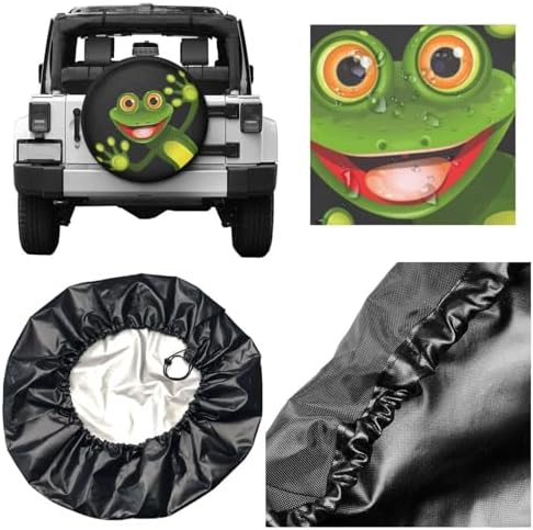 Spare Tire Covers for Trailers, Funny Green Frog Cute Animal Wheel Protectors - Image 5