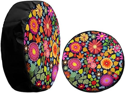 Delerain Colorful Autumn Flowers Spare Tire Cover Wheel Protectors Sun - Image 4