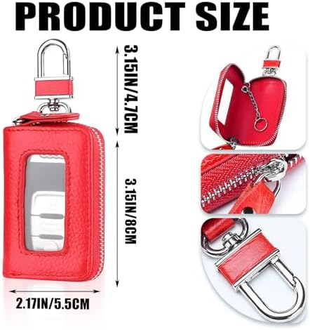Car Key Case, PU Leather Auto Key Fob Cover, Car Smart Key Pouch - Image 2