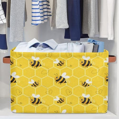 AUUXVA Bee Storage Basket Yellow Honeycomb Beehive Geometric Pattern Storage - Image 5