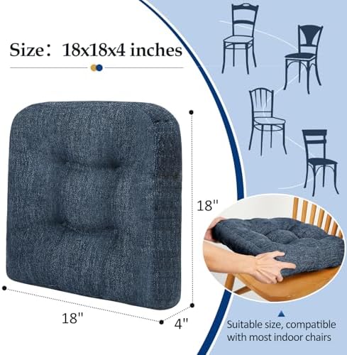 downluxe Chair Cushions for Dining Chairs 4 Pack, Tufted Indoor Chair Pads - Image 4