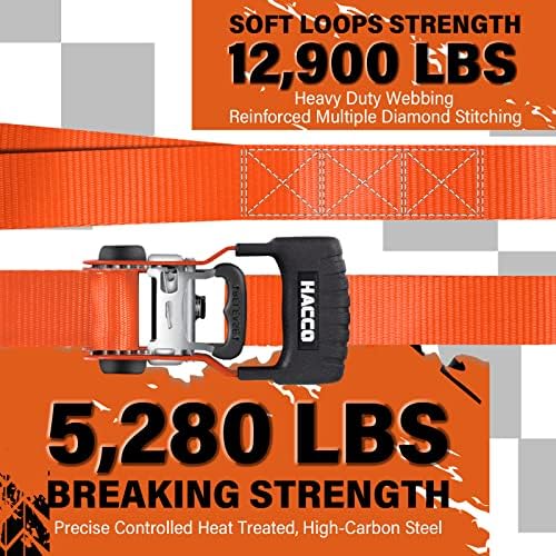 HACCOPLANET 1.6in Heavy Duty Ratchet Tie Down Straps 4PK - Image 5