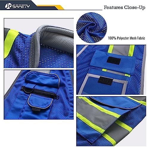 JKSafety Hi Vis Safety Vest for Men Women Cushioned Collar JK101 Blue M - Image 2