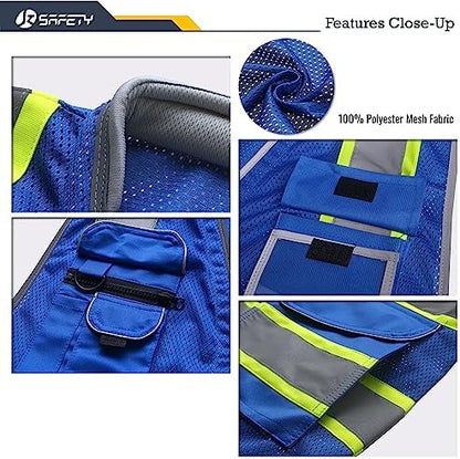 JKSafety Hi Vis Safety Vest for Men Women Cushioned Collar JK101 Blue L - Image 2