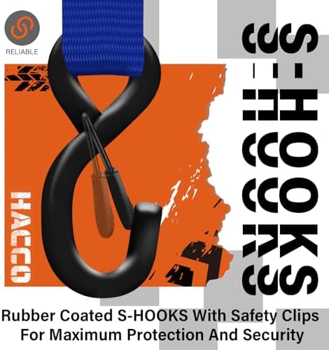 HACCOPLANET 1.6in Heavy Duty Ratchet Tie Down Straps 4PK - Image 3