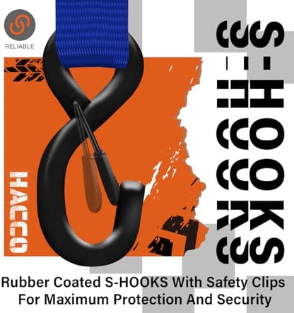 HACCOPLANET 1.6in Heavy Duty Ratchet Tie Down Straps 4PK - Image 3