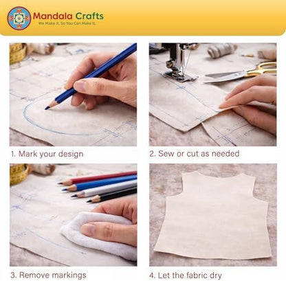 Mandala Crafts Blue Water Soluble Fabric Pencils - Image 6