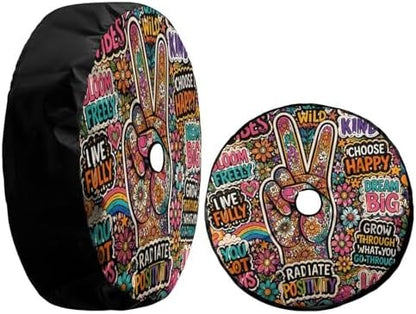KiuLoam Floral Peace Sign Gesture Spare Tire Cover - Image 3